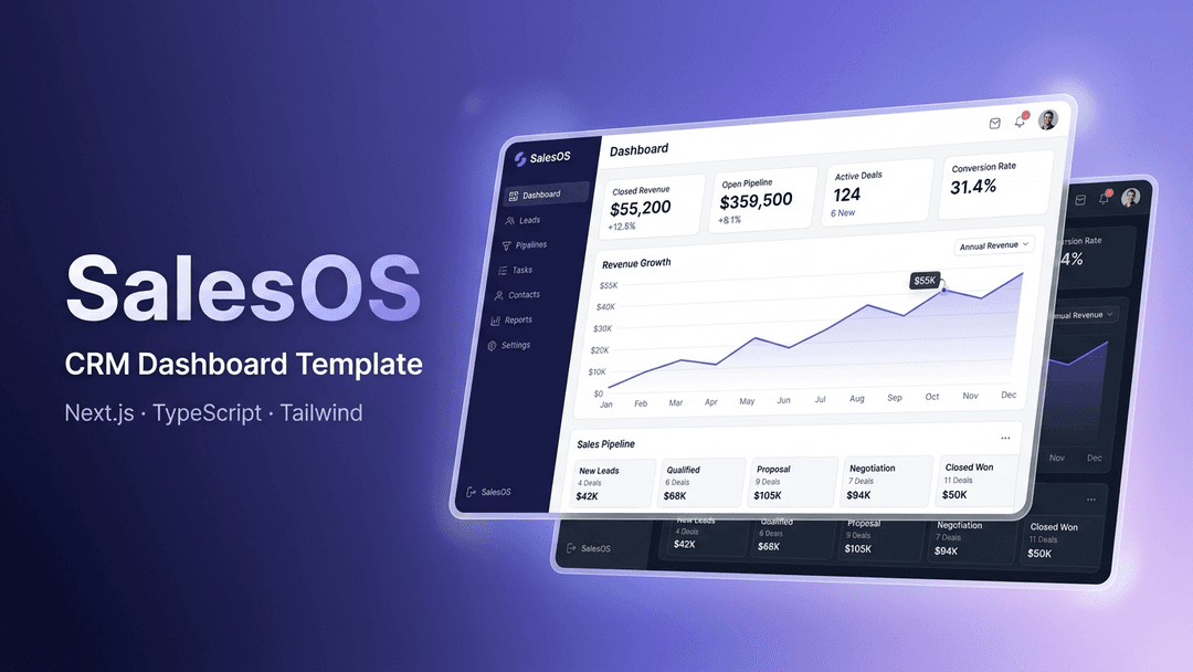 SalesOS – CRM Dashboard Template (Next.js + TypeScript) preview 1