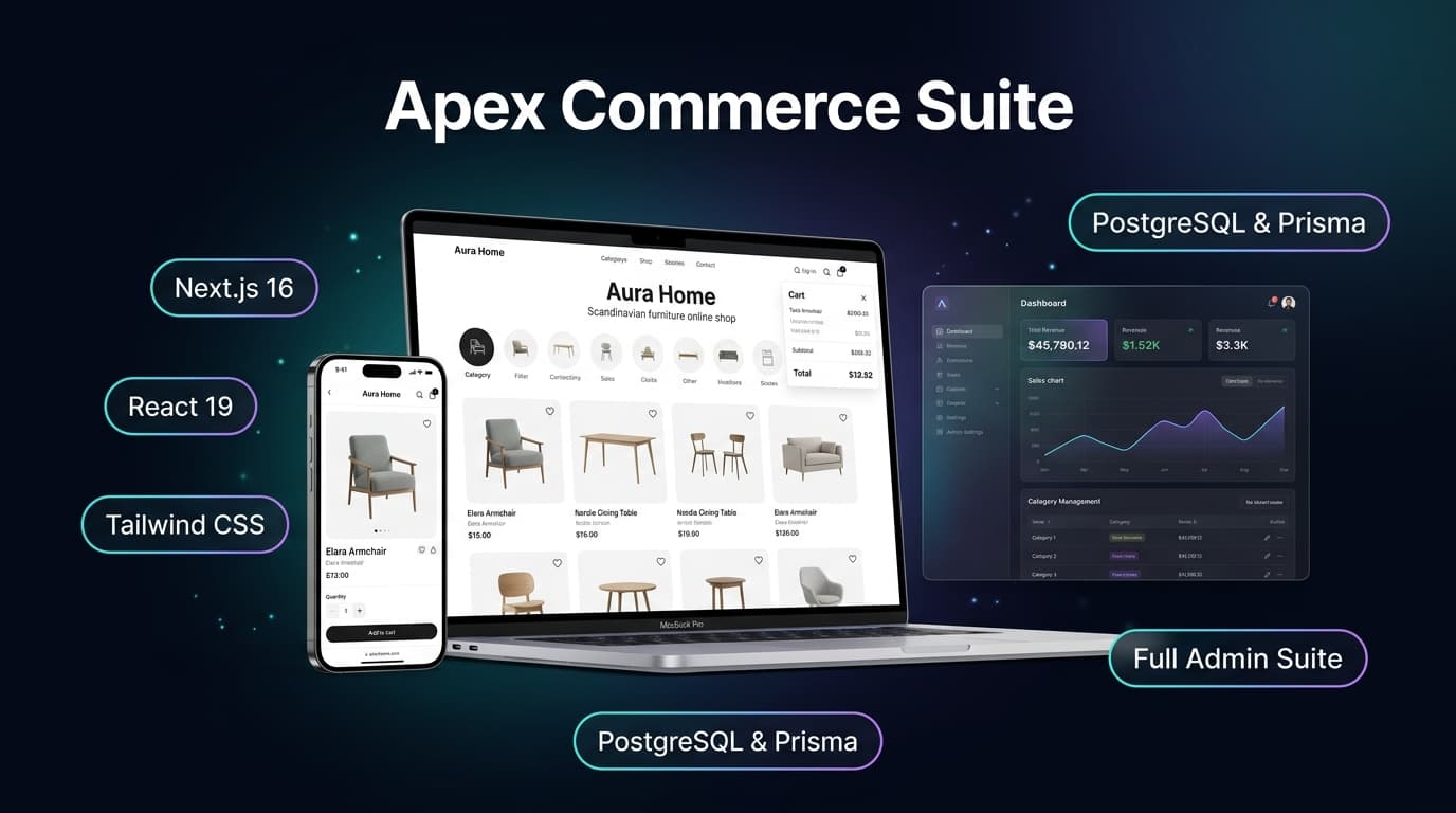 Apex Commerce Suite – Full-Stack Next.js 16 E-Commerce & Admin Dashboard preview 1