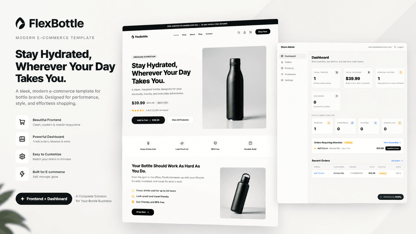 FlexBottle — Next.js E-Commerce Template with Supabase and Admin Dashboard preview 1